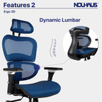 Nouhaus Ergo3D Ergonomic Office Chair Lumbar Support Mesh Office Chair - Image 9