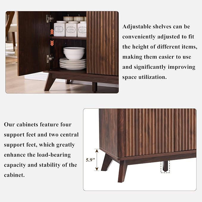 T4TREAM Fluted Buffet Sideboard Cabinet - Image 5