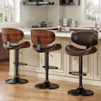 YaFiti Bar Stools Set of 4, Modern Pu Leather Swivel Adjustable Bar Stool - Image 3