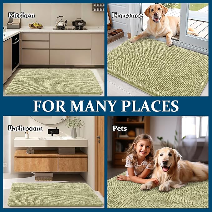 OLANLY Dog Door Mat for Muddy Paws 35x24, Super Absorbent Chenille Mud Mat | - Image 8