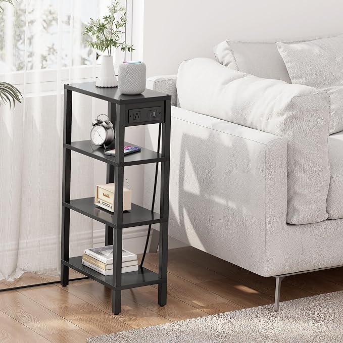 TUTOTAK Narrow Side Table with Charging Station, Small End Table with USB Ports - Image 6