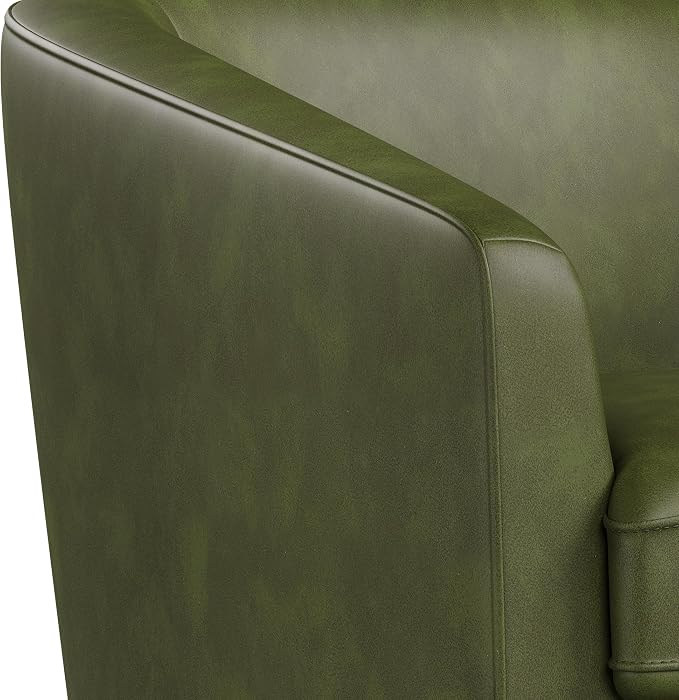 Swivel Barrel Accent Chairs Set of 2, Round Faux Leather Living Room Arm Chairs - Image 9