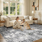 DMOYEST Area Rug Living Room Rugs 7x9 Washable Abstract Grey Carpet | Neutral - Image 5