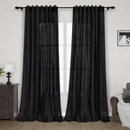 Long Black Curtain 105 inches Long 2 Panels Set by Nanspring