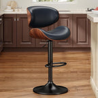 YaFiti Swivel Bar Stools, Adjustable Bentwood Barstools, Modern PU Leather by YaFiti