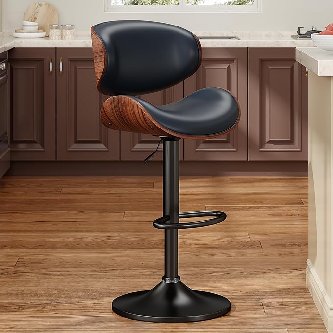 YaFiti Swivel Bar Stools, Adjustable Bentwood Barstools, Modern PU Leather by YaFiti