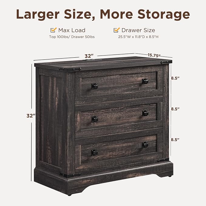 T4TREAM 32" Farmhouse Nightstand - Image 3