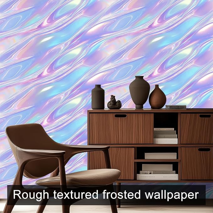 HOMETITUTE Pastel Iridescent Flow Wave Wallpaper Peel and Stick Contact Paper - Image 5