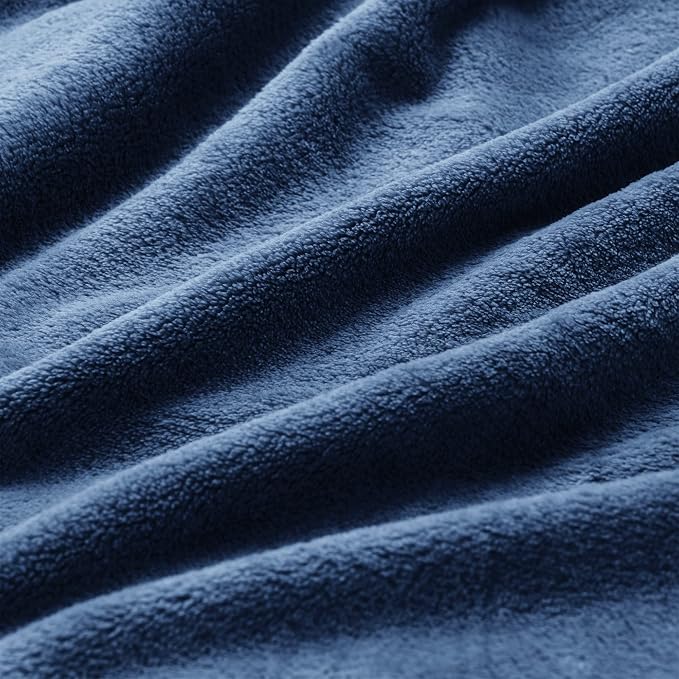 BEDELITE Fleece Blanket Soft Plush Queen Size Bed Blanket Navy 90"x90" | Ultra - Image 5
