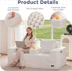 MAXYOYO Loveseat Sofa Bed, Striped Faux Fur Foldable Floor Sofa Couch in A Box - Image 5