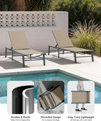 Ciokea Foldable Outdoor Lounge Chair, No Assembly Patio Chaise Lounge Outdoor - Image 5