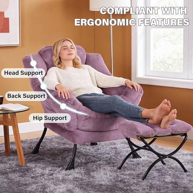 MBOOYOME Lazy Chair with Ottoman, Modern Accent Lounge Armchair with Side - Image 7