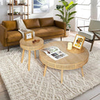 RUSTOWN 2-Piece Farmhouse Coffee Table, Modern Rustic Sofa Side Tea Tables - Image 5