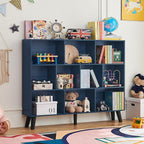 LEYAOYAO 10 Cube Bookshelf, 3 Tier Vintage 55" Wide Bookcase - Image 4