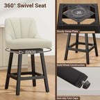 YaFiti Swivel Bar Stools with Backs, Linen Fabric Extra Upholstered Counter - Image 4