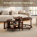 31.5" Vintage Round Nesting Coffee Table Set - Image 3