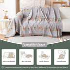 DREAMINGO Boho Couch Cover Grey Chenille Sofa Protecor - Image 5