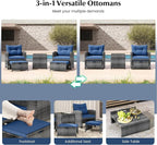 Tangkula 5 Pieces Patio Conversation Set, PE Wicker Rattan Outdoor Furniture Set - Image 8