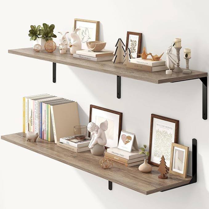 Fun Memories Floating Shelves for Wall, 12 Inch Deep Floating Shelves Set of 2 by FunMemories