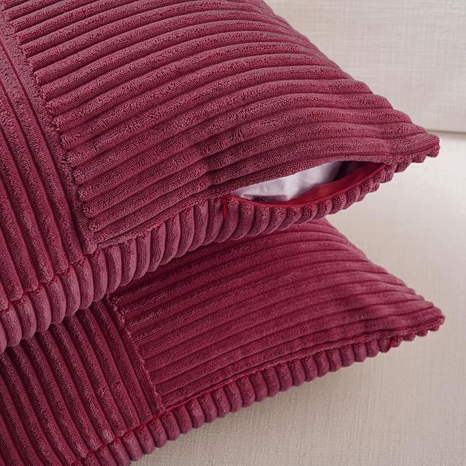Fancy Homi 2 Packs Burgundy Big Decorative Throw Pillow Covers 24x24 Inch - Image 4