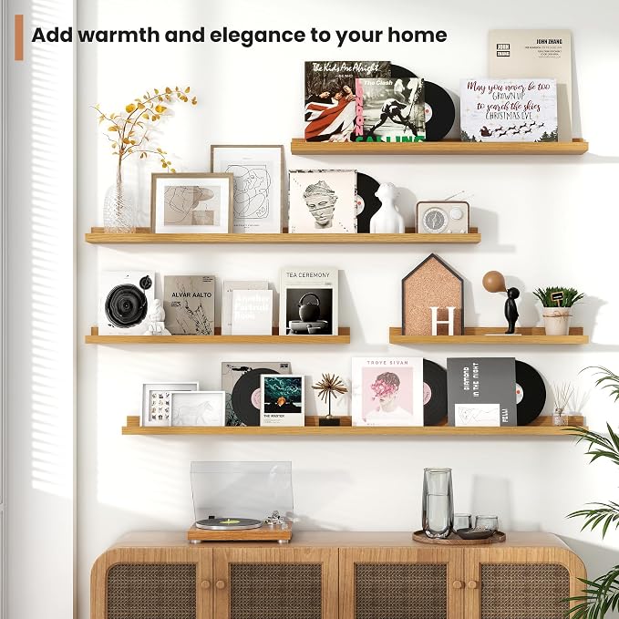 Fun Memories Picture Ledge Shelves Set of 4, 32 Inch Rustic Wall Mounted - Image 7