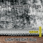 6x9 Area Rugs for Living Room: Washable Abstract Black Badroom Carpet | - Image 7