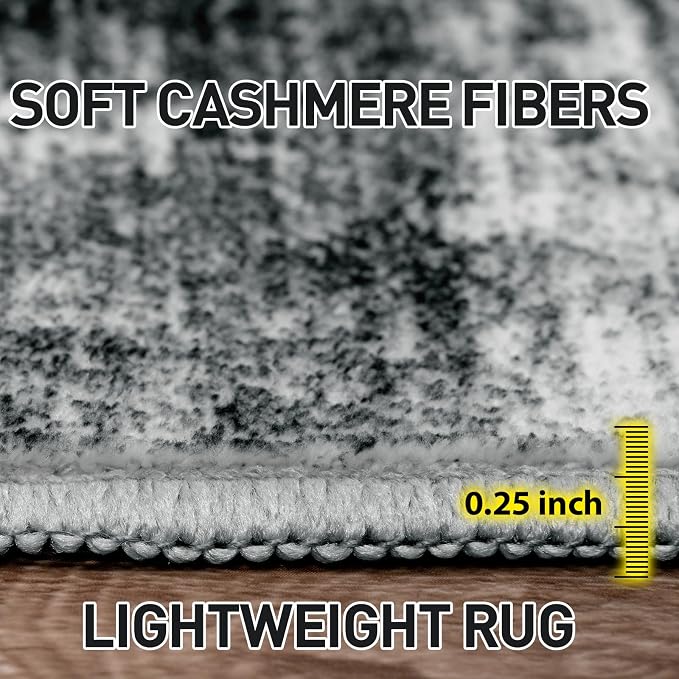 9x12 Area Rugs for Living Room: Washable Abstract Black Badroom Carpet | - Image 7