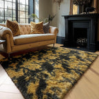 Amdrebio Black Gold Grey Fuzzy Area Rug 4x6 - Image 8