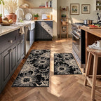 Findosom Washable Kitchen Rug Set of 2, Non Slip High-Low Textured Floral - Image 3