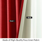 MIULEE 100% Blackout Linen Curtains 42 x 84 Inch Christmas Red 2 Panels | - Image 6