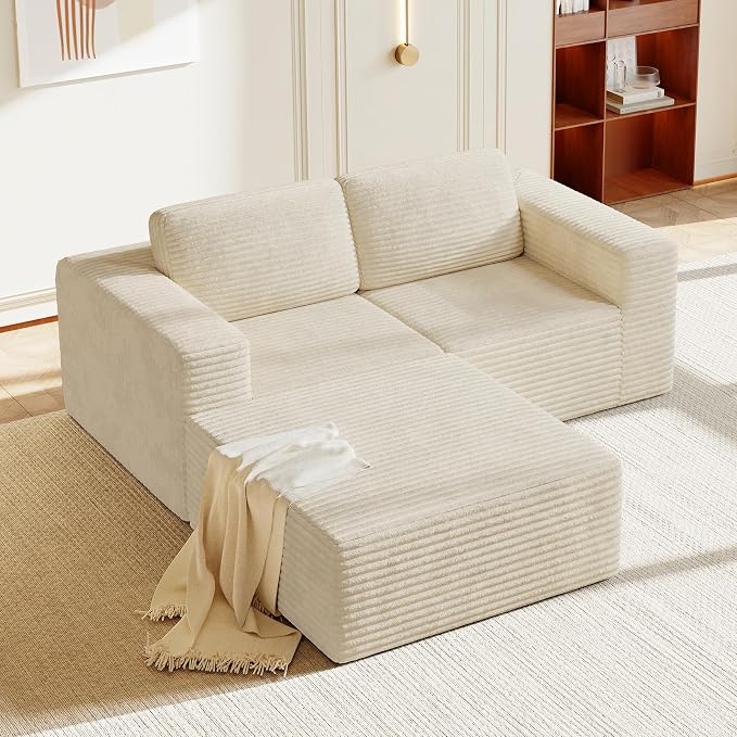 Vesgantti 80" Modular Sectional Sofa, Corduroy Cloud Couch by Vesgantti