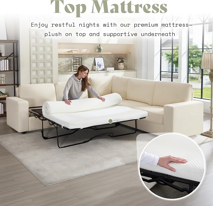 AMERLIFE 106" Oversized Sofa Bed, Sectional Sleeper Sofa - Image 7