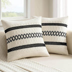 MIULEE Set of 2 Black Boho Decorative Pillow Covers 20x20 Inch | Farmhouse by MIULEE