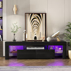JUMMICO TV Stand, Modern Lighting TV Cabinet Entertainment Center Media and - Image 7