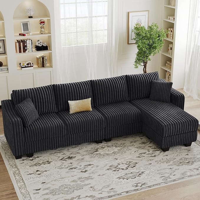 Belffin Sectional Couch with L-Shape Chaise L Shaped Couch with Ottoman by Belffin