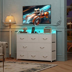 WLIVE Led Dresser for Bedroom, Wide Chest of Drawers for Hallway, 8 Fabric - Image 2