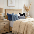 decorUhome Fall Faux Fur Throw Pillow Covers 22x22 Set of 2 Navy Blue | - Image 8