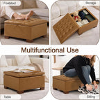 WUTUTUEE 30" Faux Leather Square Storage Ottoman - Image 6