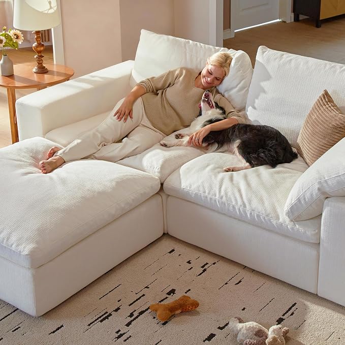 Cloud Couch Sectional 113.8'' Oversized Modular Deep Seat Sofa Bed Comfy White - Image 6