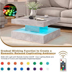 HedoAjim Grey LED Coffee Table for Living Room, Living Room Table 2-Tier Square - Image 4