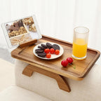 SINWANT Couch Arm Table, Acacia Wood Sofa Arm Rest Tables Couch Armrest Table by SINWANT