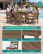 SERWALL HDPE Dining Set for 6: 1 Umbrella Hole Table, 4 Armless + 2 Armchairs. - Image 2