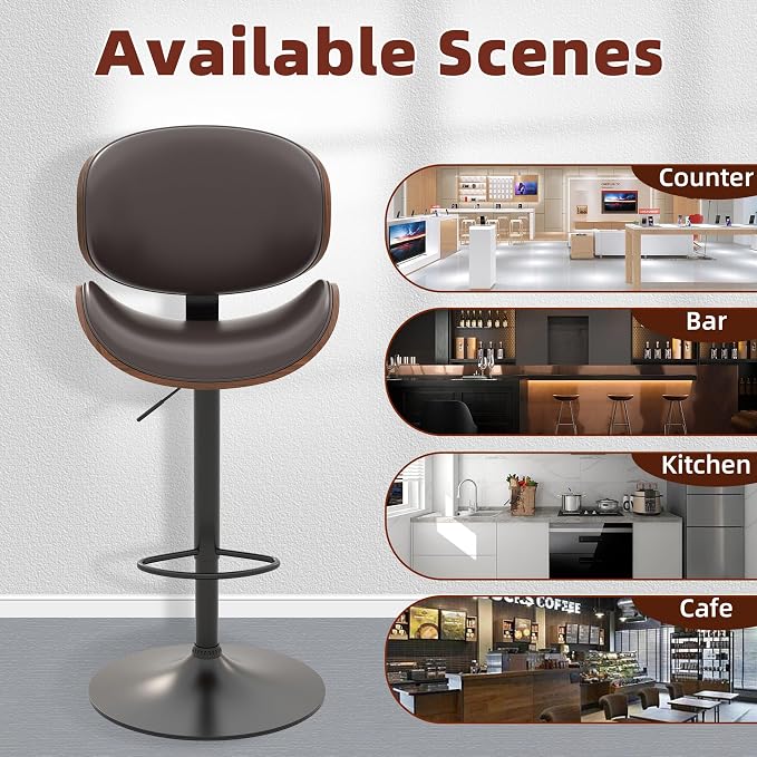 civama Bar Stools Set of 3 for Kitchen Counter, Adjustable Bar Height Chairs - Image 8