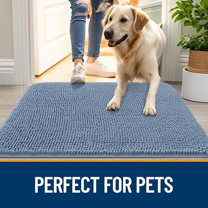 OLANLY Dog Door Mat for Muddy Paws 44x32, Super Absorbent Chenille Mud Mat | - Image 6