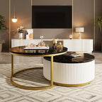 Modern Round Nesting Coffee Table Fluted by Flieks