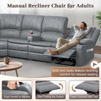 Yolsali Manual Reclining Sectional Sofa Set, 4 Seats Soft Leather Recliner - Image 6
