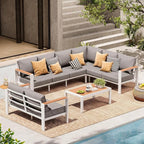 Aluminum Outdoor Patio Furniture Set 8 Seats, Outdoor Sectional Corner Sofa by ComfCove
