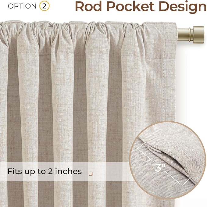 INOVADAY 100% Blackout Linen Curtains - Image 4
