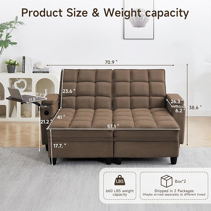 70.9" Chaise Lounge Chair Indoor, Oversized Boucle Upholstered Sofa Bed - Image 2