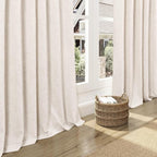 Beige Linen Curtains 84 Inch Length 2 Panels Back Tab Rod Pocket Semi Sheer - Image 7